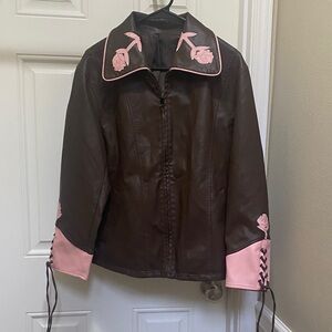 Chocolate n Pink “leather” Jacket